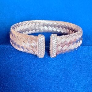 JCM Italian 925 Sterling Silver Woven CZ Cuff Bracelet❣️